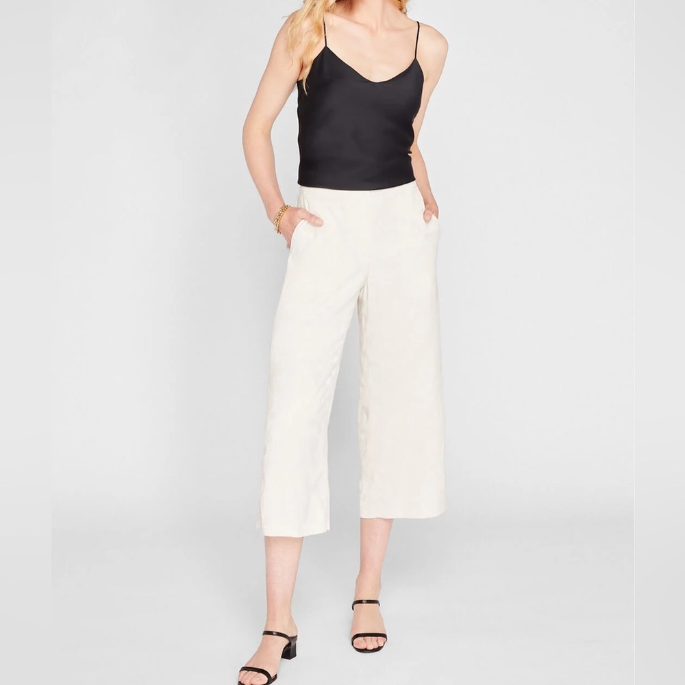 Club Monaco Cream Wool Cropped Wide Leg Pants / Culottes